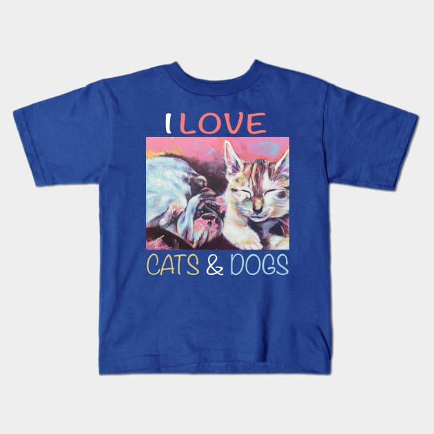 I Love Cats and Dogs Kids T-Shirt by SPortisJr